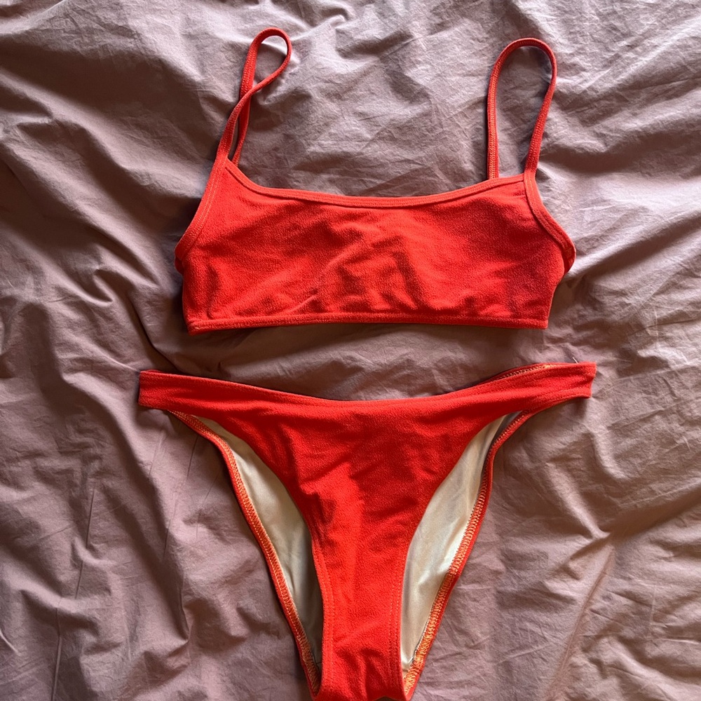 Gnash Swim Towelling Bikini Set in Tomato